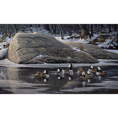 Courtship Rock Black Modern Wood Framed Art Print by Goebel, Wilhelm