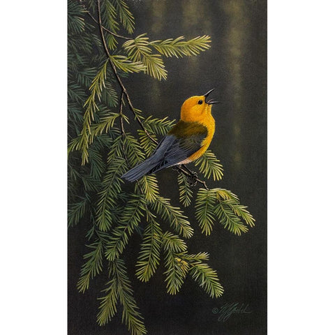 Cypress Song Black Modern Wood Framed Art Print by Goebel, Wilhelm
