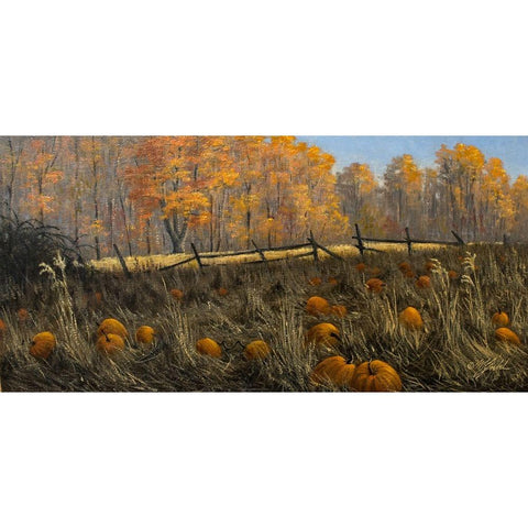Pumpkin Patch Black Modern Wood Framed Art Print by Goebel, Wilhelm