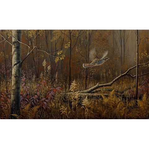 Into The Open - Ruffed Grouse Gold Ornate Wood Framed Art Print with Double Matting by Goebel, Wilhelm