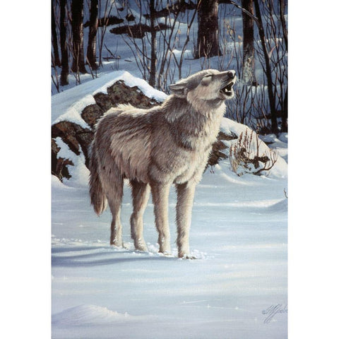 A Message For The Wind - Wolf Gold Ornate Wood Framed Art Print with Double Matting by Goebel, Wilhelm