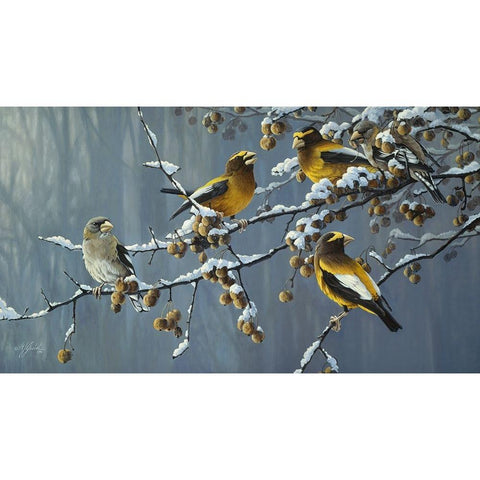 Winters Treat Gold Ornate Wood Framed Art Print with Double Matting by Goebel, Wilhelm