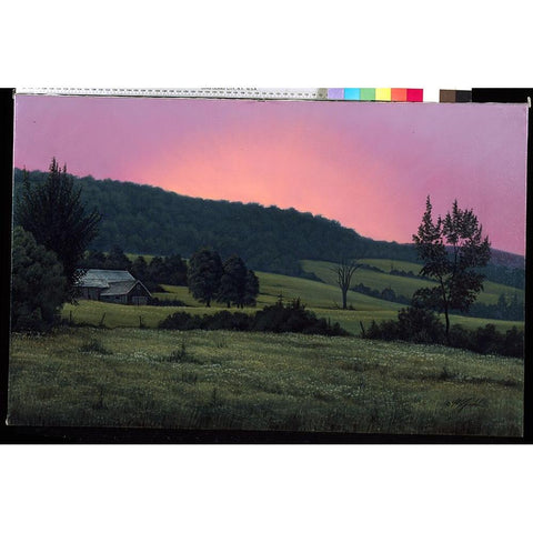 Hillside At Dusk Black Modern Wood Framed Art Print with Double Matting by Goebel, Wilhelm