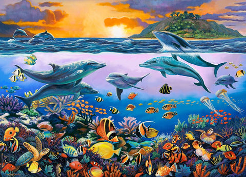 Undersea League Black Modern Wood Framed Art Print by Zaccheo, John