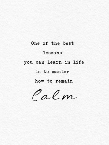 Remain Calm White Modern Wood Framed Art Print with Double Matting by Adebowale