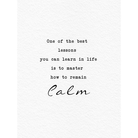 Remain Calm White Modern Wood Framed Art Print by Adebowale