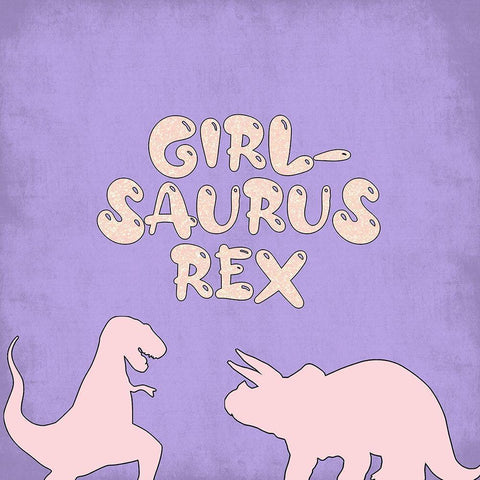 Girlsaurus Rex Black Modern Wood Framed Art Print with Double Matting by Adebowale