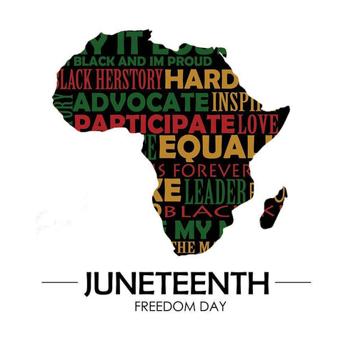 Juneteenth Pride White Modern Wood Framed Art Print with Double Matting by Adebowale