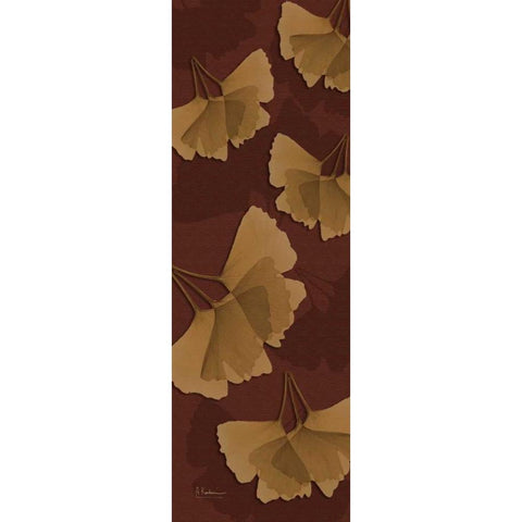 Leaves Brown on Red Gold Ornate Wood Framed Art Print with Double Matting by Koetsier, Albert