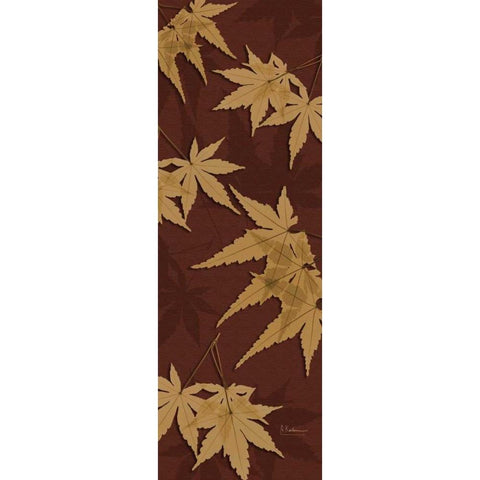 Leaves Brown on Red 2 Black Modern Wood Framed Art Print with Double Matting by Koetsier, Albert