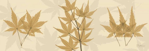 Leaves Tan on Beige White Modern Wood Framed Art Print with Double Matting by Koetsier, Albert