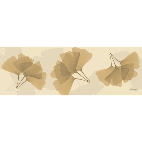 Leaves Tan on Beige 2 Gold Ornate Wood Framed Art Print with Double Matting by Koetsier, Albert