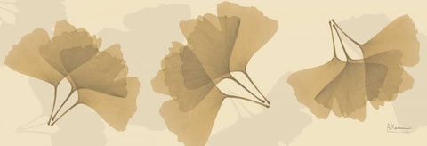 Leaves Tan on Beige 2 White Modern Wood Framed Art Print with Double Matting by Koetsier, Albert