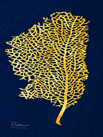 Golden Sea Fan Black Ornate Wood Framed Art Print with Double Matting by Koetsier, Albert