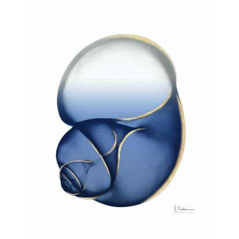 Shimmering Indigo Snail 1 White Modern Wood Framed Art Print by Koetsier, Albert