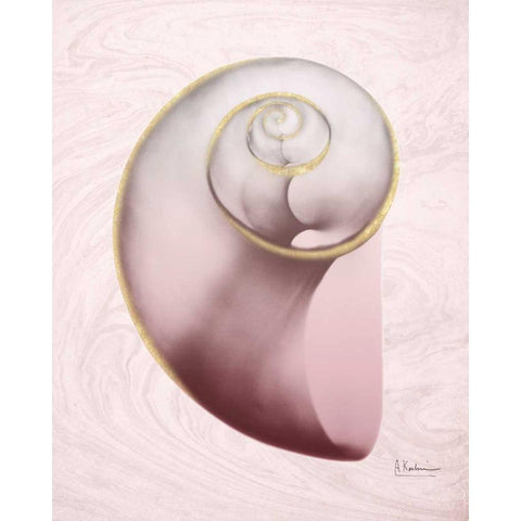 Marble Blush Snail 2 Gold Ornate Wood Framed Art Print with Double Matting by Koetsier, Albert