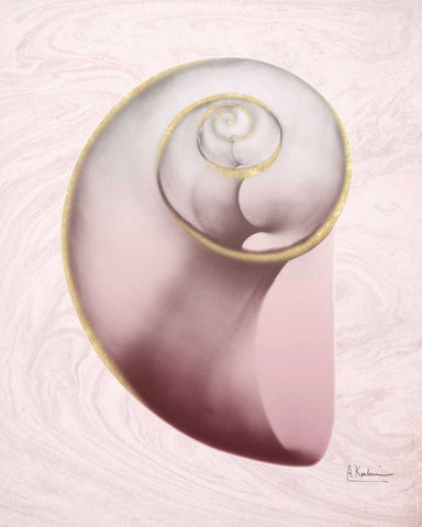 Marble Blush Snail 2 White Modern Wood Framed Art Print with Double Matting by Koetsier, Albert