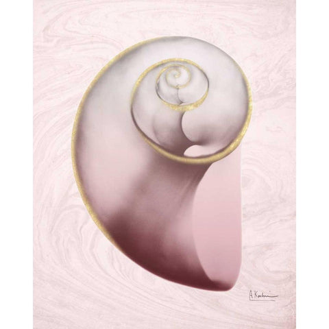 Marble Blush Snail 2 White Modern Wood Framed Art Print by Koetsier, Albert