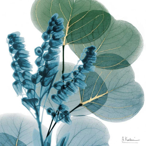 Golden Lilly Of Eucalyptus White Modern Wood Framed Art Print with Double Matting by Koetsier, Albert