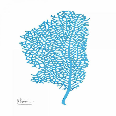 Cobalt Sea Fan 2 White Modern Wood Framed Art Print by Koetsier, Albert