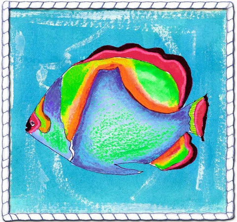 Beach Front Butterfly Fish White Modern Wood Framed Art Print with Double Matting by Ormsby, Anne