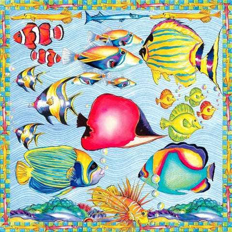 Fish Pattern White Modern Wood Framed Art Print by Ormsby, Anne