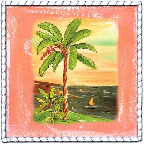 Beach-Front Banana Tree Gold Ornate Wood Framed Art Print with Double Matting by Ormsby, Anne