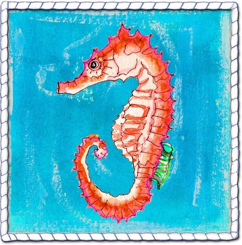 Beach Seahorse White Modern Wood Framed Art Print with Double Matting by Ormsby, Anne