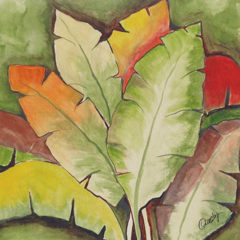 Banana Tree Leaves White Modern Wood Framed Art Print by Ormsby, Anne