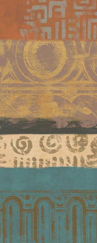 African Panel 2 Black Ornate Wood Framed Art Print with Double Matting by Saunders, Alonzo