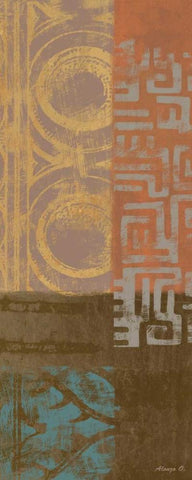 African Panel 3 White Modern Wood Framed Art Print with Double Matting by Saunders, Alonzo