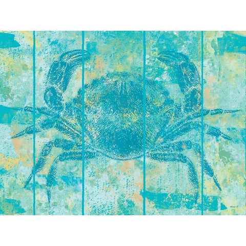 Crab Blues Black Modern Wood Framed Art Print with Double Matting by Saunders, Alonzo