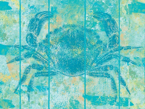 Crab Blues White Modern Wood Framed Art Print with Double Matting by Saunders, Alonzo