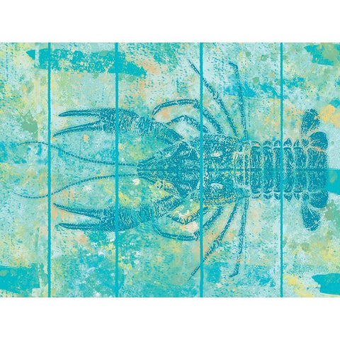 Lobster Blues Gold Ornate Wood Framed Art Print with Double Matting by Saunders, Alonzo