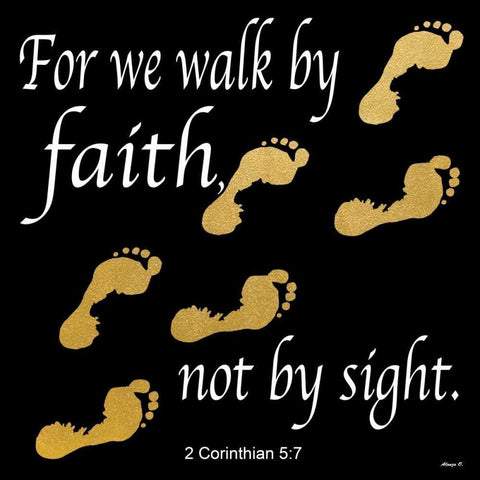 Walk By Faith 2 Black Modern Wood Framed Art Print with Double Matting by Saunders, Alonzo