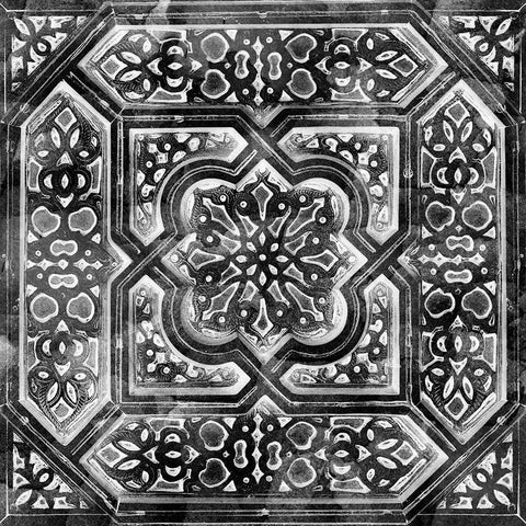 Black Tile Light 3 Black Ornate Wood Framed Art Print with Double Matting by Saunders, Alonzo