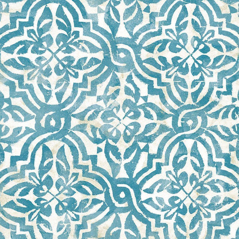 Blue Tile Light 1 Gold Ornate Wood Framed Art Print with Double Matting by Saunders, Alonzo