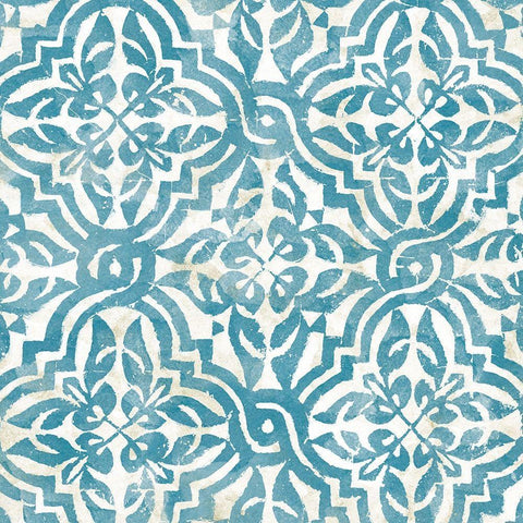Blue Tile Light 1 Black Ornate Wood Framed Art Print with Double Matting by Saunders, Alonzo