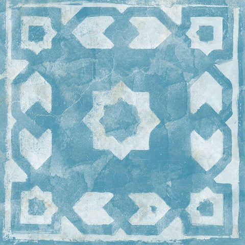 Blue Tile Light 2 Black Modern Wood Framed Art Print by Saunders, Alonzo