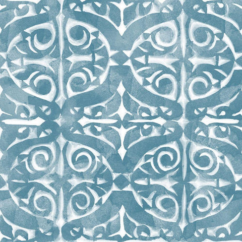 Blue Tile Light 4 Black Ornate Wood Framed Art Print with Double Matting by Saunders, Alonzo