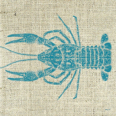 Lobster Linen Black Ornate Wood Framed Art Print with Double Matting by Saunders, Alonzo
