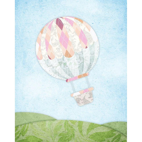 Hot Air Balloon Black Modern Wood Framed Art Print with Double Matting by Vidal, Alicia