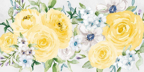 Watercolor Garden 1 White Modern Wood Framed Art Print with Double Matting by Vidal, Alicia