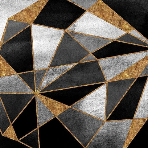 Black Geo Abstract Gold Ornate Wood Framed Art Print with Double Matting by Vidal, Alicia