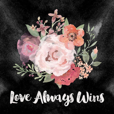 Love  Wins Black Modern Wood Framed Art Print by Vidal, Alicia