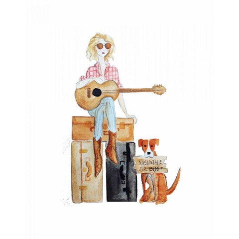 Nashville travel illo Black Modern Wood Framed Art Print by Zyburt, Alicia
