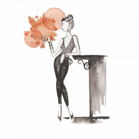 Entertain illo 4 White Modern Wood Framed Art Print by Zyburt, Alicia