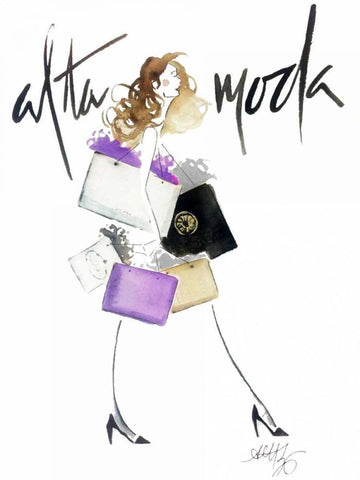 Alta Moda Purple White Modern Wood Framed Art Print with Double Matting by Zyburt, Alicia