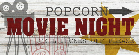 Movie Night White Modern Wood Framed Art Print with Double Matting by Bailey, Ann