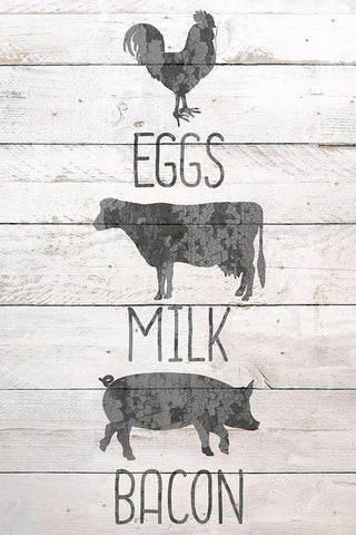 Eggs Milk Bacon White Modern Wood Framed Art Print with Double Matting by Bailey, Ann